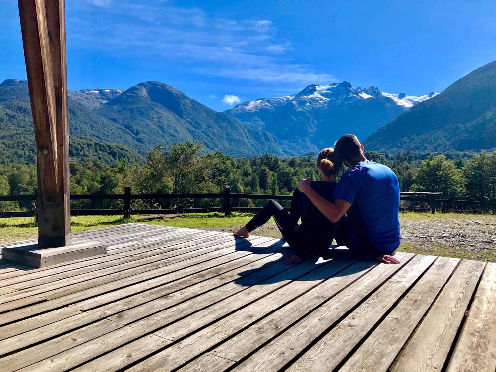 Happy couple in front of beautiful view