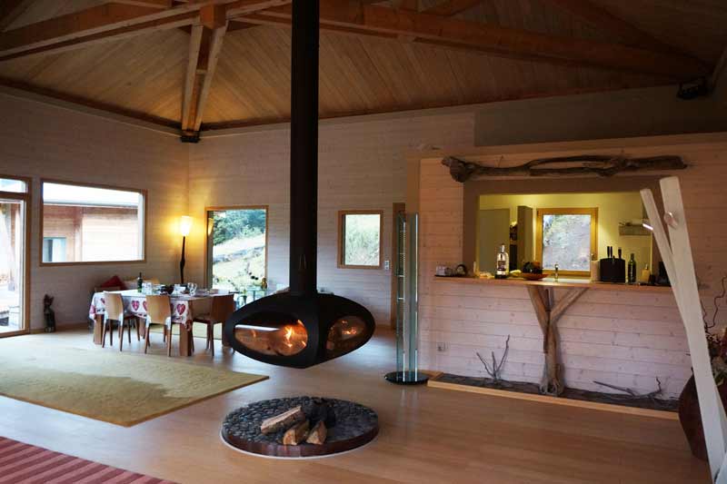 Design fireplace in lodge patagonia chile